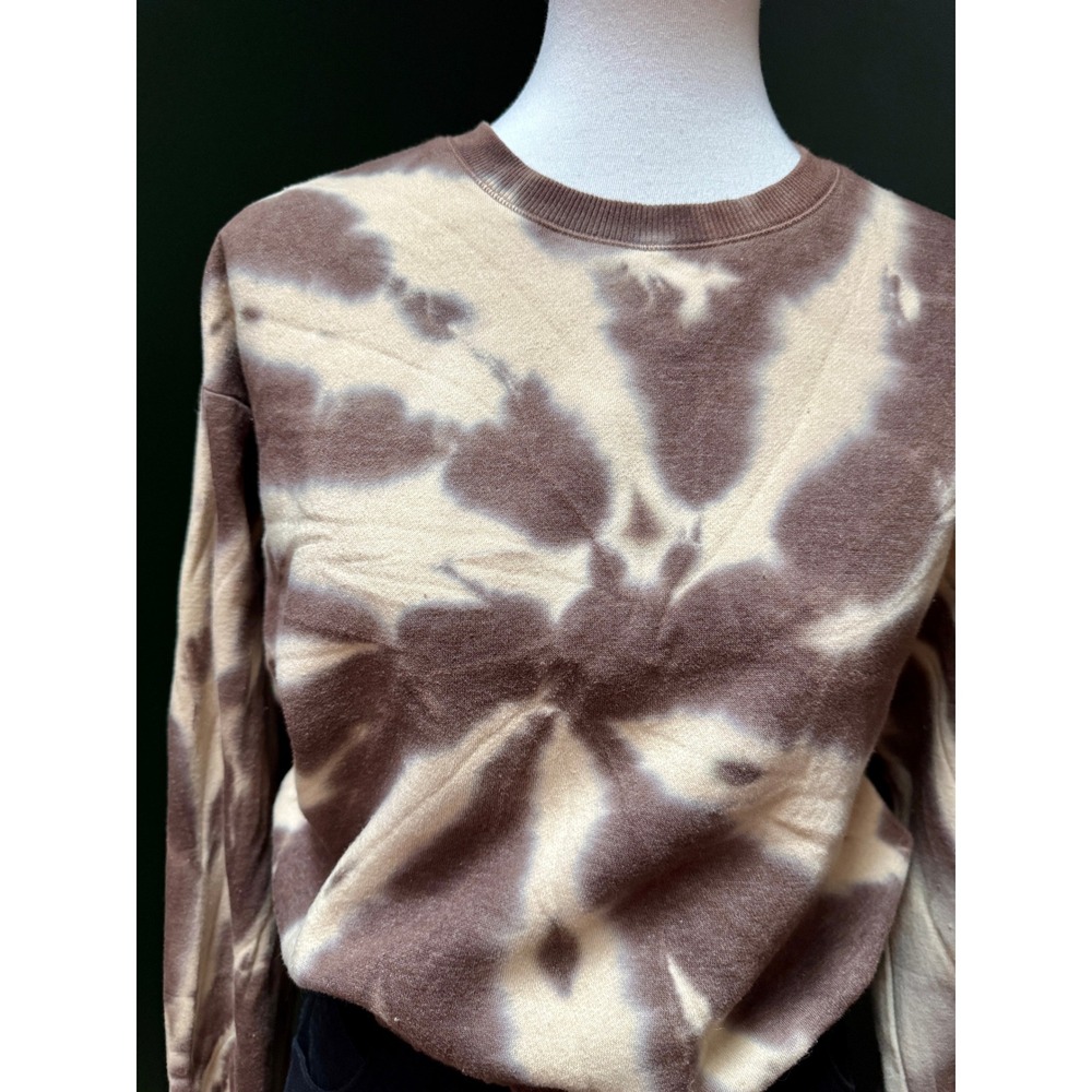 C'EST TOI Brown Tie Dye‎ Pullover Cropped Sweatshirt Women's M - Picture 4 of 9
